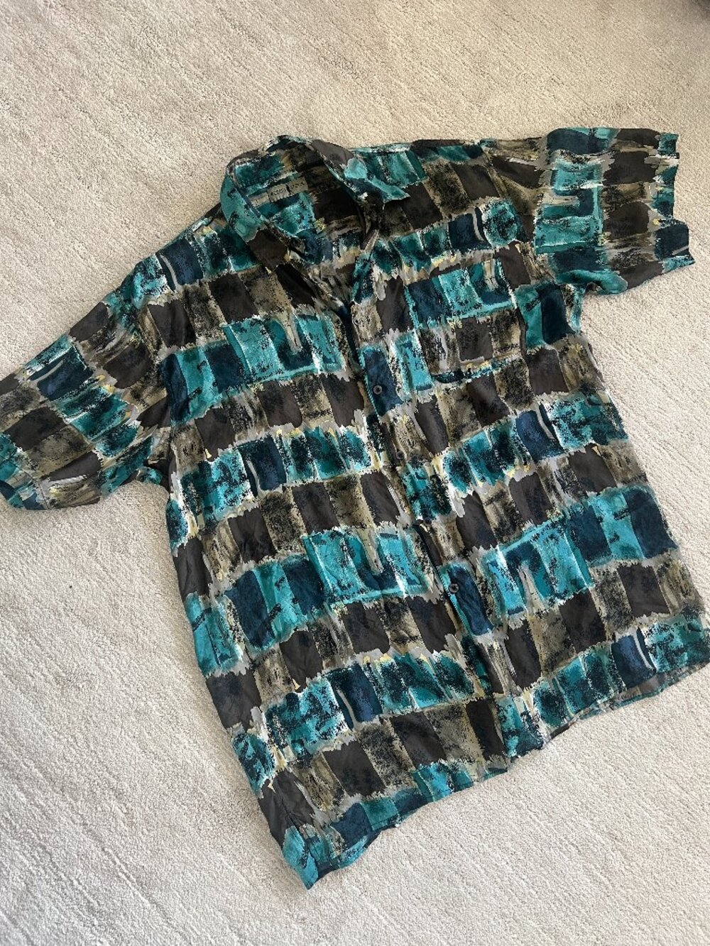 Silk Mens Short Sleeve Shirt - Abstract - Robert Stock - Size XXL